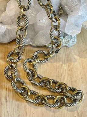 🌑Premier Designs Retired ‘Sunday Brunch’ Cable Link Two Tone Necklace🌑